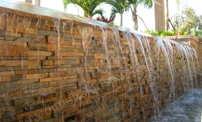 Ochre Rock Panels for a Stacked Stone Pool