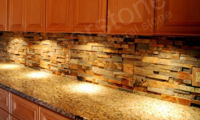 Natural Stacked Stone Veneer Backsplash